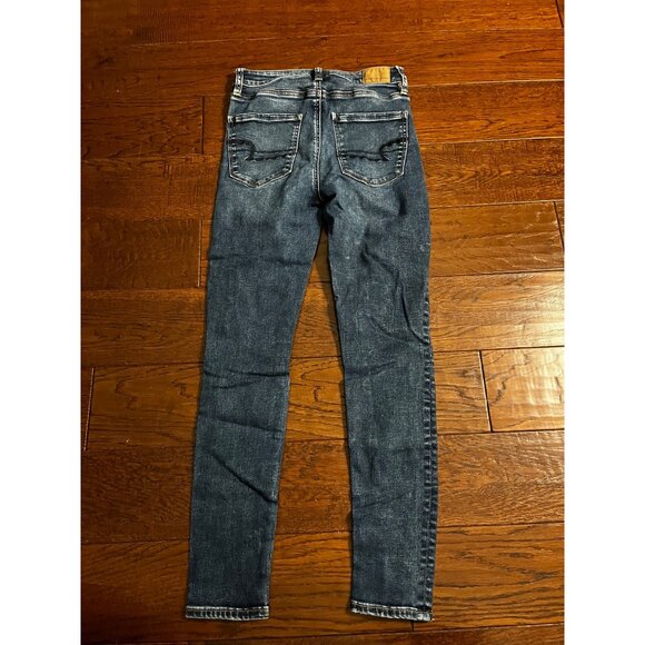 American Eagle Women’s super high rise leggings skinny Jeans Blue sz 2 Short - Picture 3 of 9